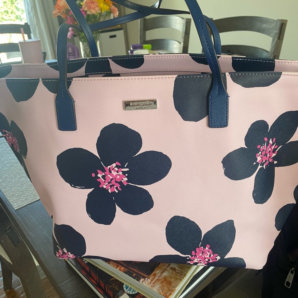 Kate Spade Pink and Navy Floral Tote